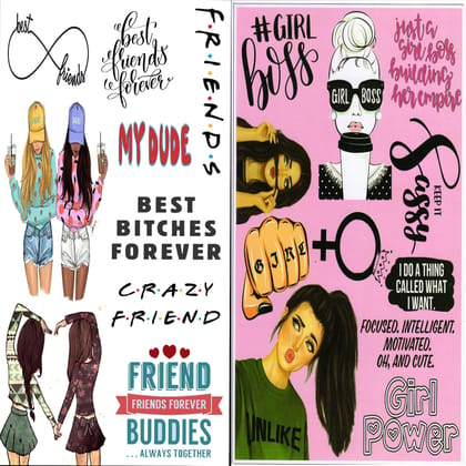 SavvyBucket||Scrapbooking BFF Elements & Tags Sheets||300 GSM Multi-Coloured||Pack of 20(10X2)(2 Sheets per Design) (Size:A4)