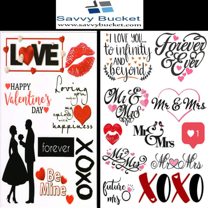 SavvyBucket||Tags Sheets for Love Element||300 GSM Multi-Coloured||Pack of 20(20X1)(1 Sheets per Design) (Size:A4)