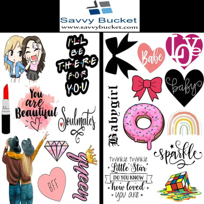 SavvyBucket||Tags Sheets for BFF Element||300 GSM Multi-Coloured||Pack of 10(10X1)(1 Sheets per Design) (Size:A4)