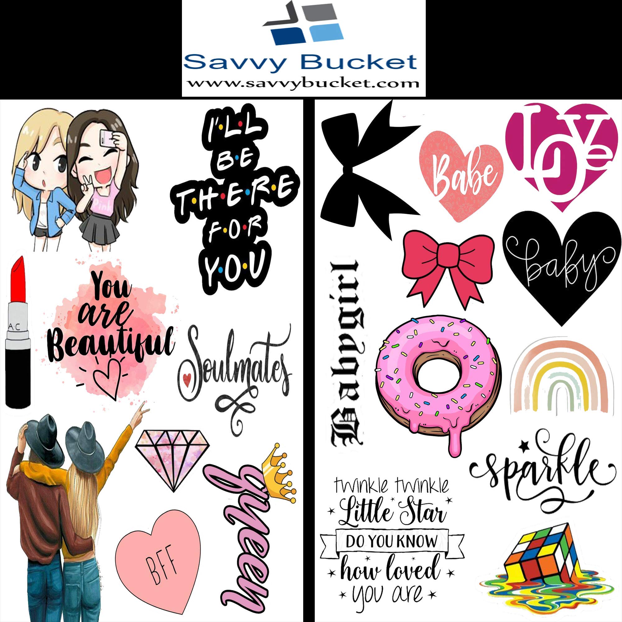 SavvyBucket||Tags Sheets for BFF Element||300 GSM Multi-Coloured||Pack of 10(10X1)(1 Sheets per Design) (Size:A4)