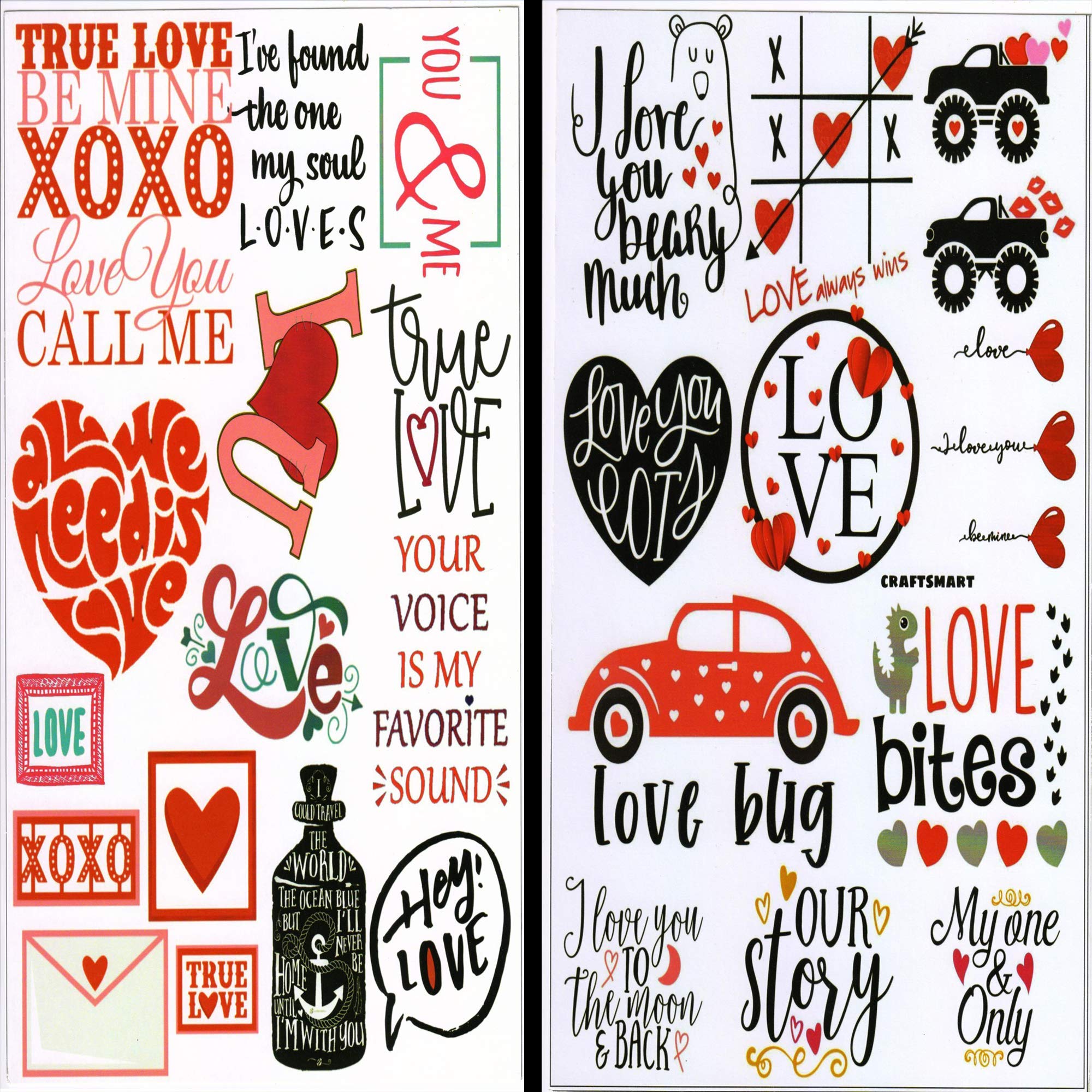 SavvyBucket||Scrapbooking Love Elements & Tags Sheets||300 GSM Multi-Coloured||Pack of 20(10X2)(2 Sheets per Design) (Size:A4)