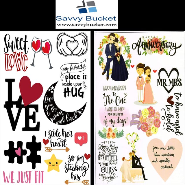 SAVVY BUCKET Attractive 300 GSM YOU & ME TRUE LOVE Theme Tag Sheets for Art  and Craft, Card Making, Scrap Booking