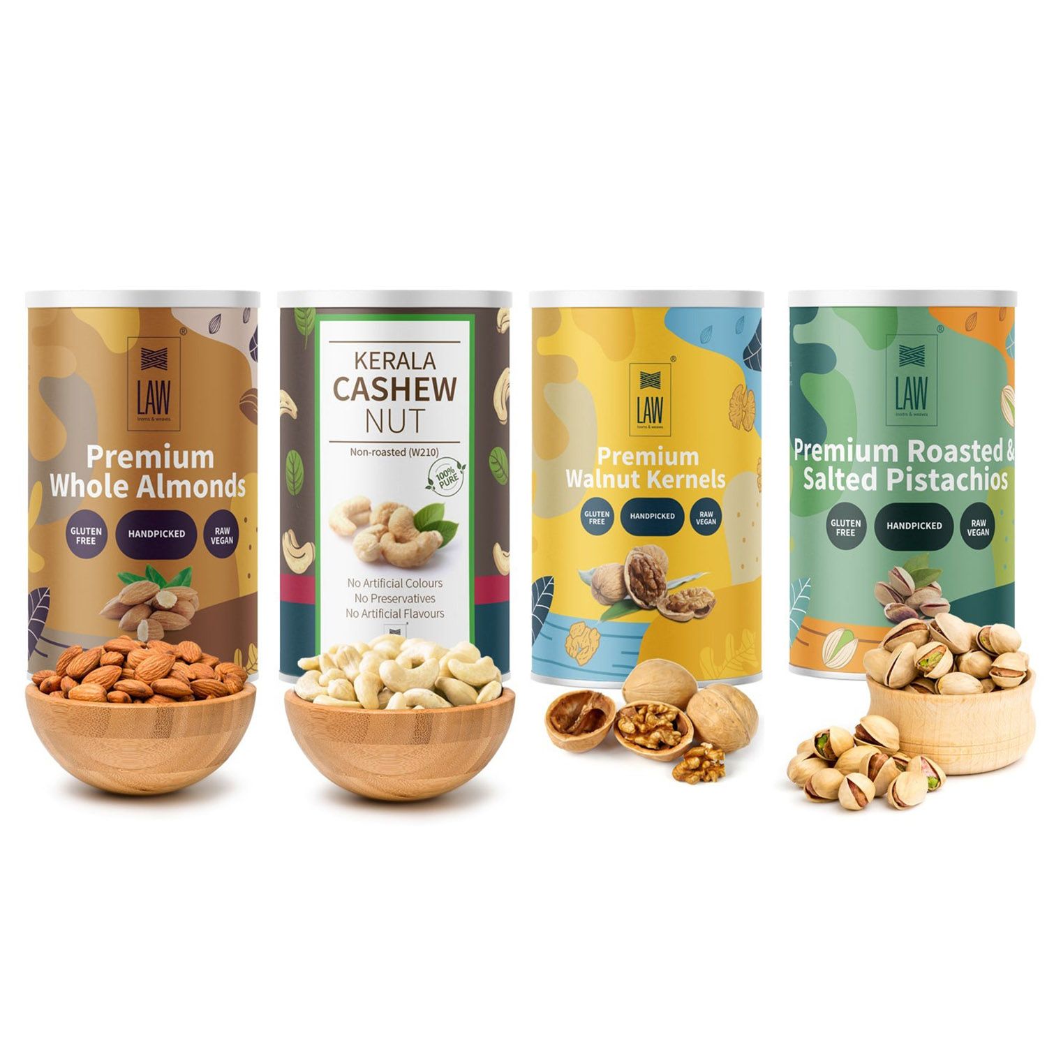 Gift Combo Pack of Premium Quality Dry Fruits- Cashews, Premium Quality Almonds(Mamra) Almonds , Walnuts Kernels and Pistachios – (250 gm Each)