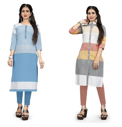 STYLEOO Cotton Straight Kurta/kurties for Women and Girls Pack of 2, (M, L, XL, XXL)