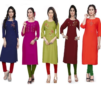 STYLEOO Rayon Kurta/kurties for Women and Girls Pack of 5 (M, L, XL, XXL)