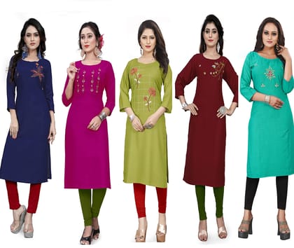 STYLEOO Rayon Kurta / kurtis for Women and Girls Pack of 5 (M, L, XL, XXL)