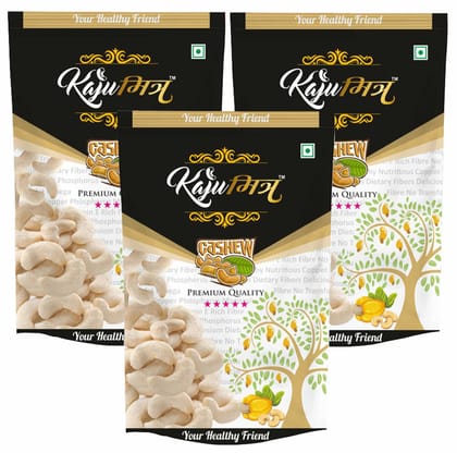 Cashew by Kajumitra 5 Star Premium Quality Kaju (Grade: W240) pack of 3 (200g X 3)