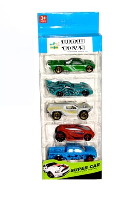 WOW Toys - Delivering Joys of Life|| Free Wheels Cars|| Set of 5 Mini Assorted Cars|| Friction Powered|| Multi Colour|| Random Design