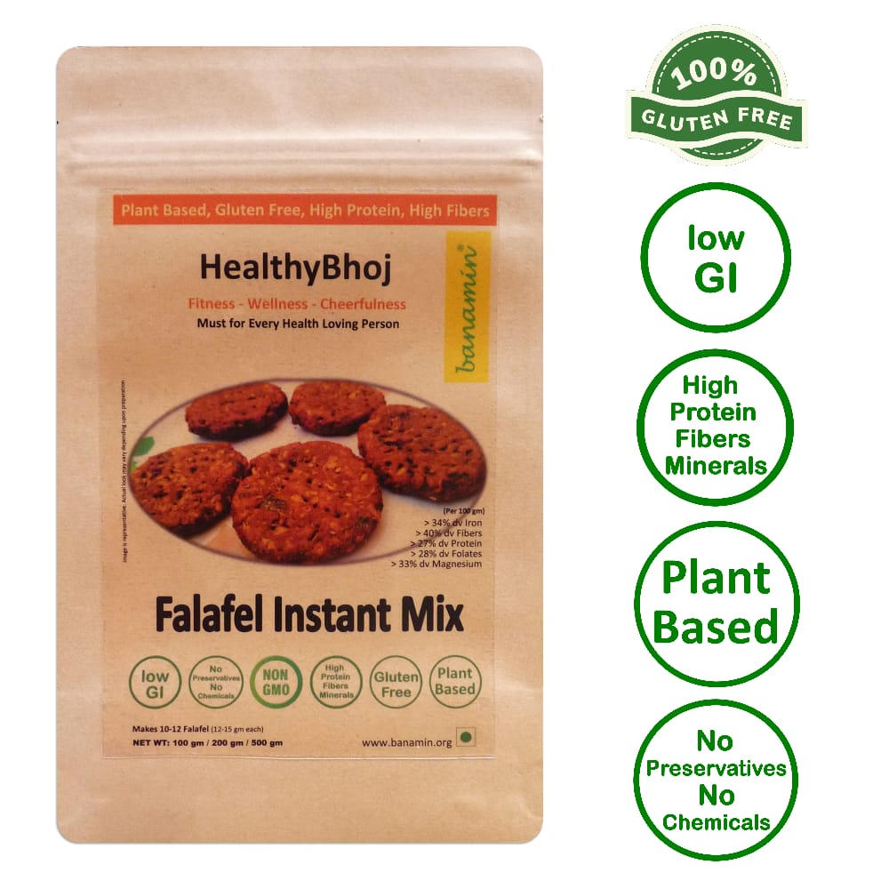 BANAMIN Protein Rich, Vegan Falafel Mix (100g x 3) | No Chickpeas | Multi Nutrient | Low GI | Gluten Free