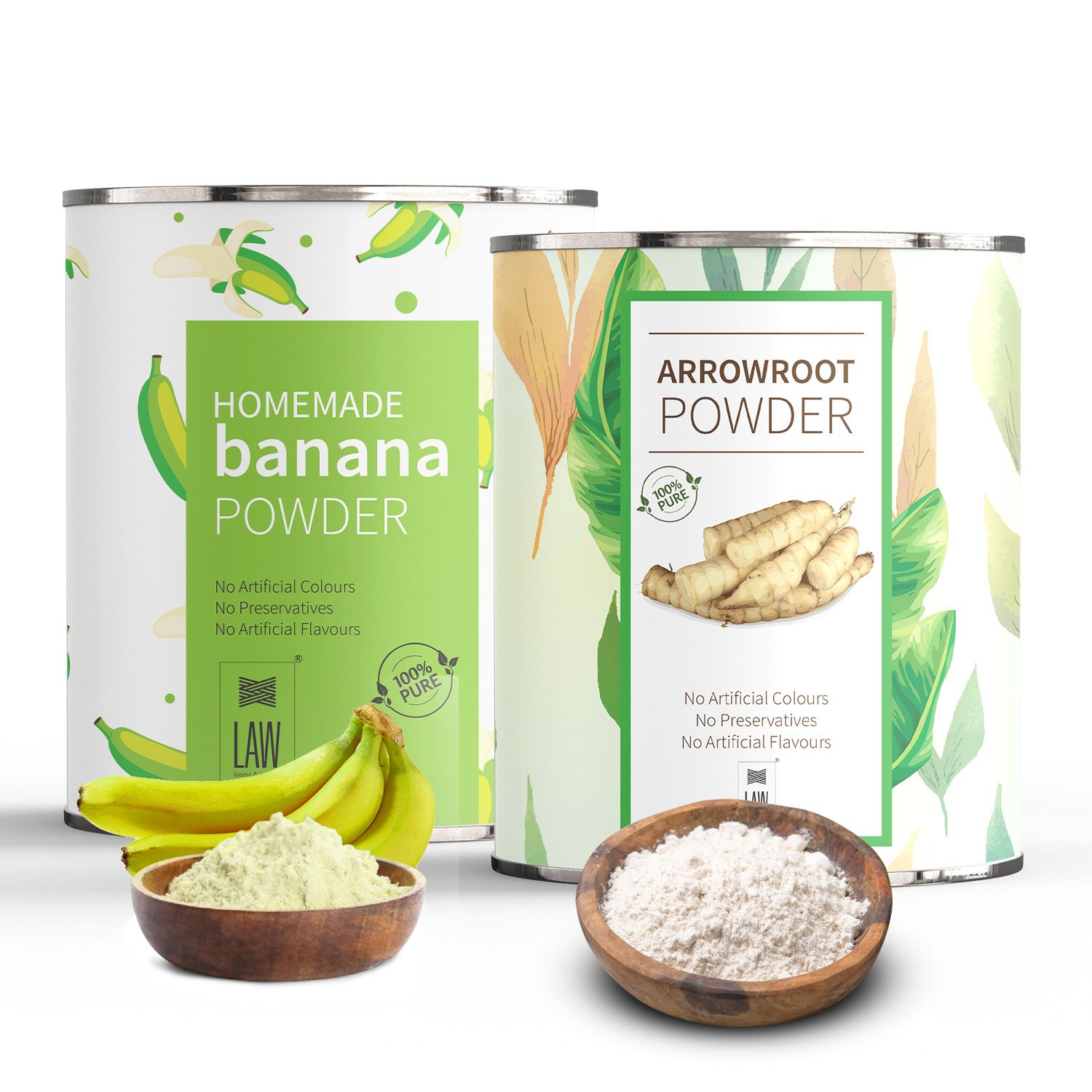 Combo Pack of 250 gm Banana Powder + 250 gm Arrowroot Powder
