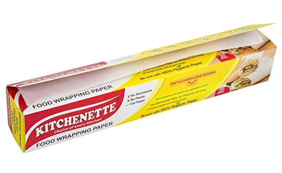 Kitchenette Food Wrapping Paper - 20 Meters X 11 inch | Roti Wrap | Food Grade | Non Stick I Microwave Safe | Butter Paper | Non Printed | Coreless Roll Inside 100% Hygienic