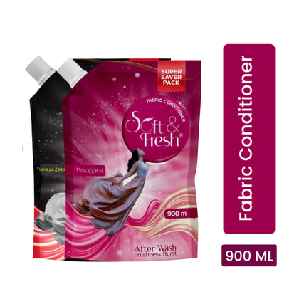 Soft & Fresh Pink Coral & Vanilla Dreams 2X900ml, Fabric Conditioner Softener 900ml pack of 2