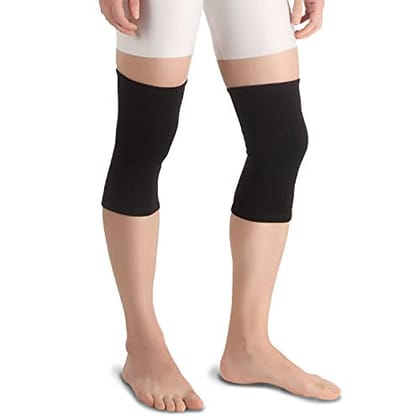 Flamingo Knee Cap for Sports, Joint Pain Relief, Exercise, Gym Squats, Running, Cycling, Workout, Arthritis for Men and Women| 1 Pair | Color-Black | Size-L | OC2013