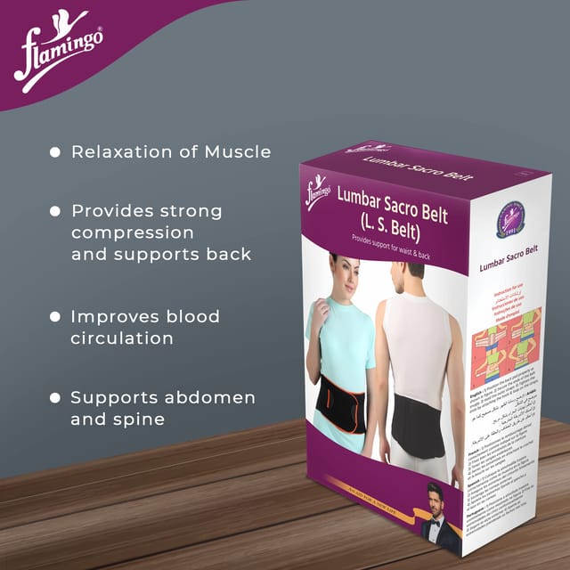 Flamingo Lumbar Sacro Belt (L.S. Belt), Lumbar Support Waist belt for Back  Pain Relief, Lumbar belt for Back Support, Belt with dual Adjustable  Straps