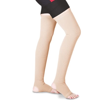 Flamingo Vericose Vein Stockings Medical Compression for Women & Men- Open Toe Compression Stockings Ergonomical, Durable, Non Slippage- Knee Length, Improve Blood Circulation | 1 pair | Size - M
