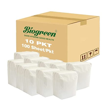 Biogreen L-fold/Table Top Paper Napkin Refill - 1000 Sheets | Pack of 10 PKT