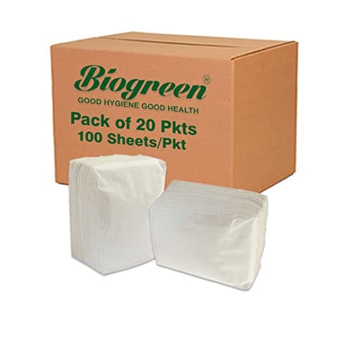 Biogreen L-fold/Table Top Paper Napkin Refill - 1500 Sheets | Pack of 15 PKT