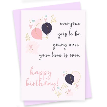 Rack Jack funny birthday greeting card - young once