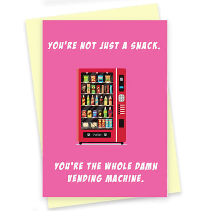 Rack Jack funny romantic greeting card - vending machine
