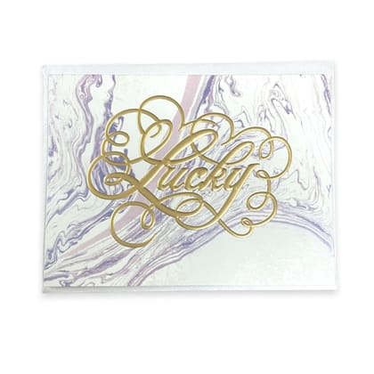 Rack Jack watercolour marble effect greeting card with gold foiling - lucky
