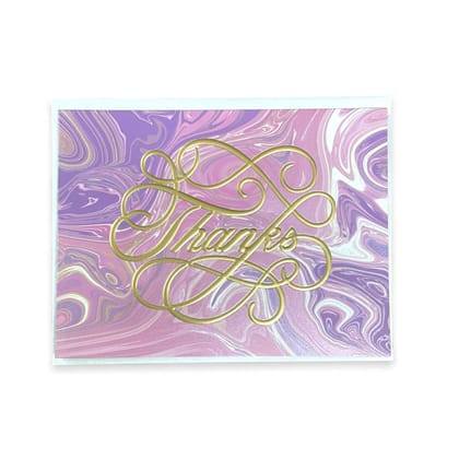 Rack Jack Watercolour Marble Effect Greeting Card with Gold Foiling - Thanks