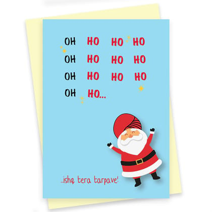 Rack Jack Funny Christmas Xmas Greeting Card for Secret Santa Gifts New Year Friends Family Colleagues with Pastel Envelope - Oh Ho Ho