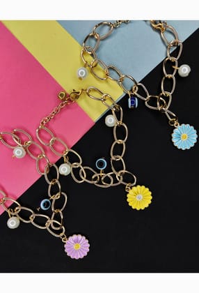 Trending Flower Bracelet For Women & Girl ( PACK OF 3 )