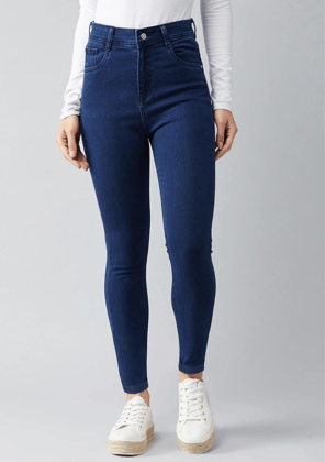 Women's Dark Blue Slim Fit Jeans - Comfortable and Stylish Denim