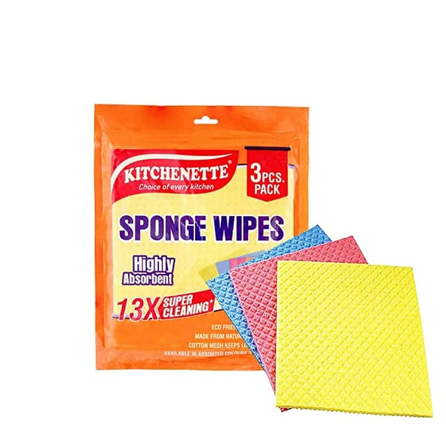 Kitchen Wipes - Reusable Kitchen Cleaning Sponge Wipes (Set of 3