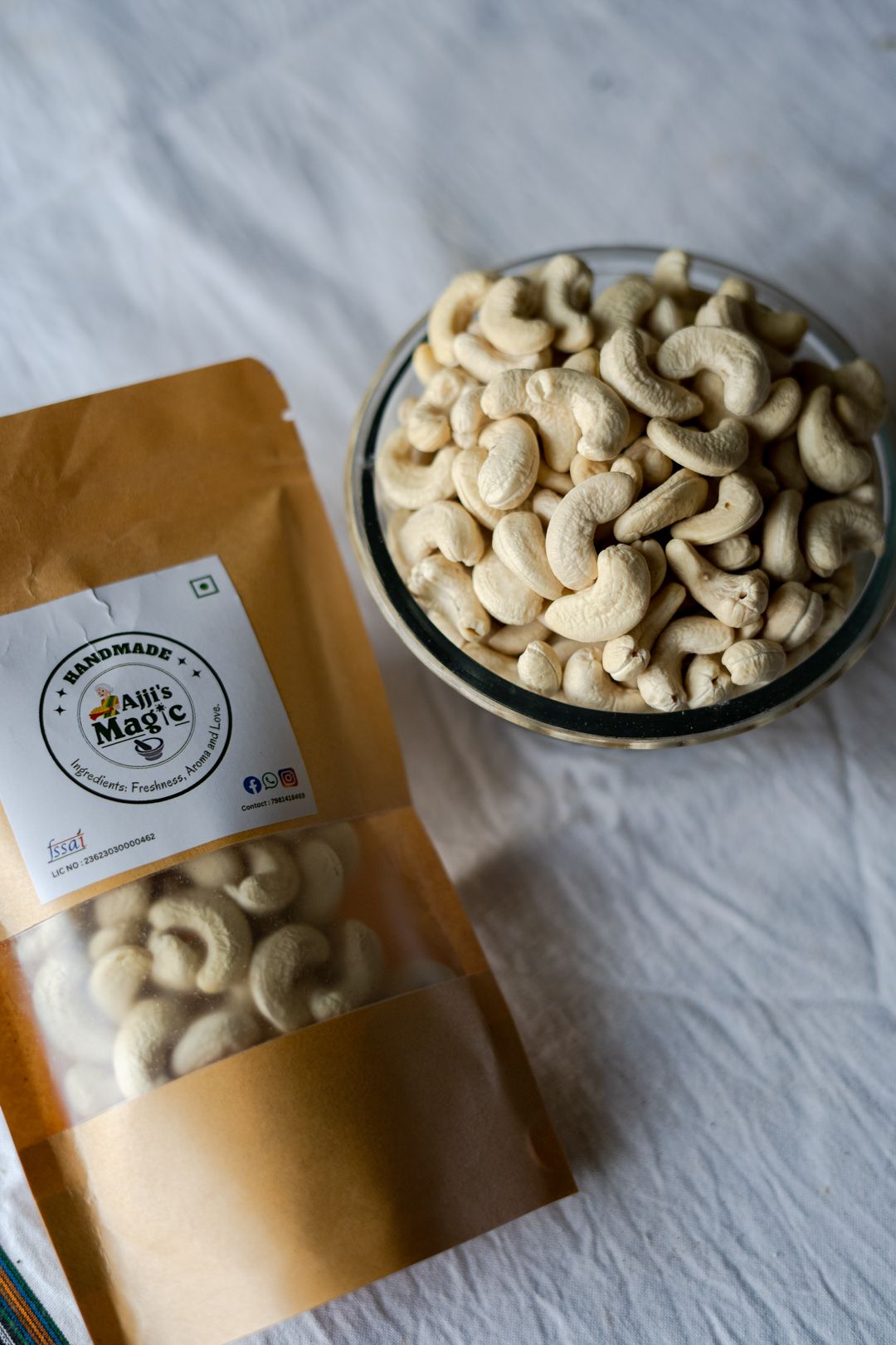 Ajji's Magic 100% Natural Cashew/ Kaju/ Jeedipappu W210 Bold