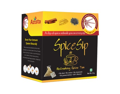 Spice Sip - Natural Immunity Booster Wellness Tea for All Adults Kids - Turmeric Cinnamon Black Pepper Spices - Pack of 6 (36 Tea Bags)