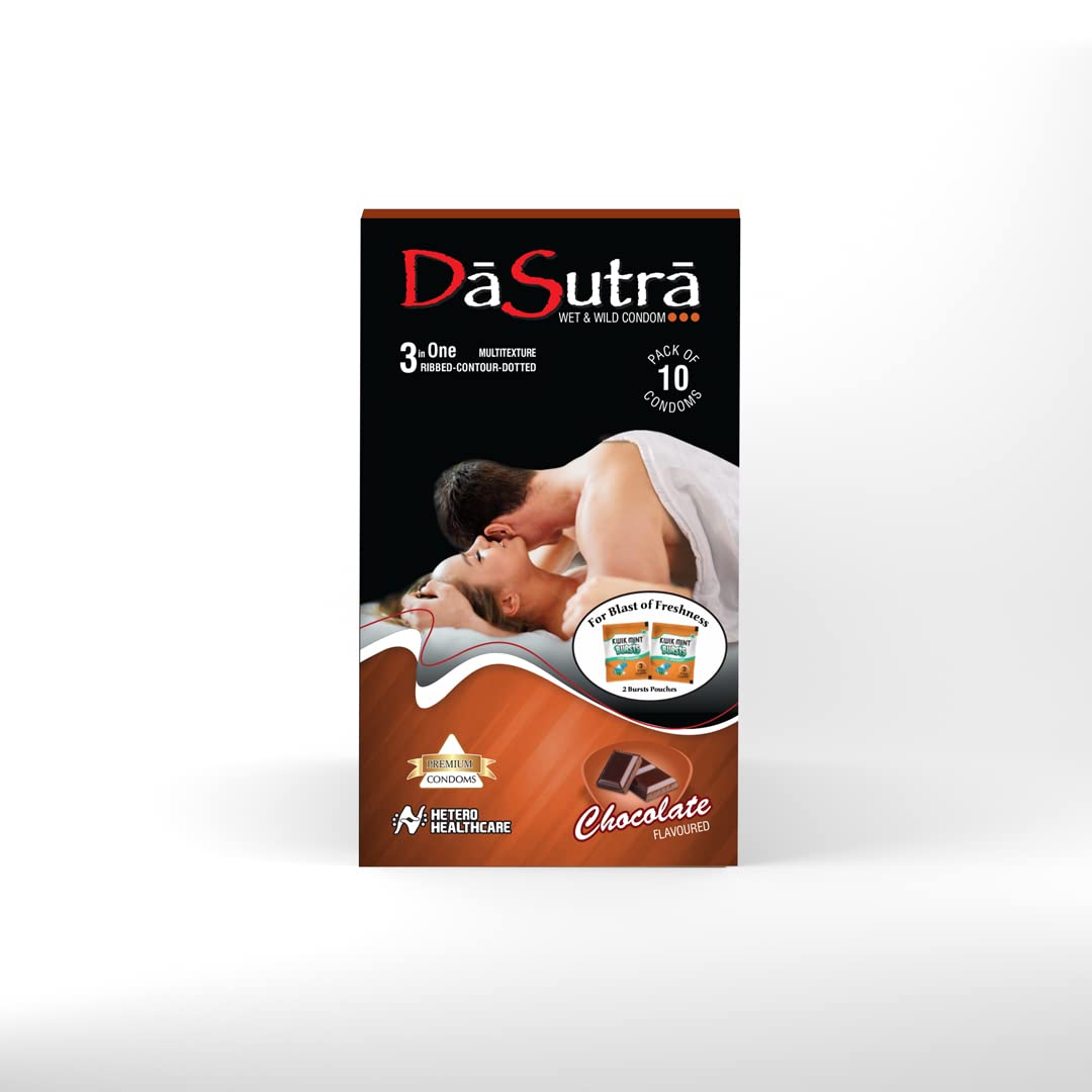 Dasutra Wet and Wild Condoms 10's pack in Chocolate Flavor - (Pack of 3)