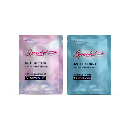 Sparkel Combo Pack - (Anti Oxidant Glow - Anti-Aging Youth) Face Sheet Masks.