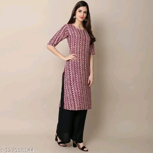 Stylish Women's Crepe Wine Colour ethnic printed kurti