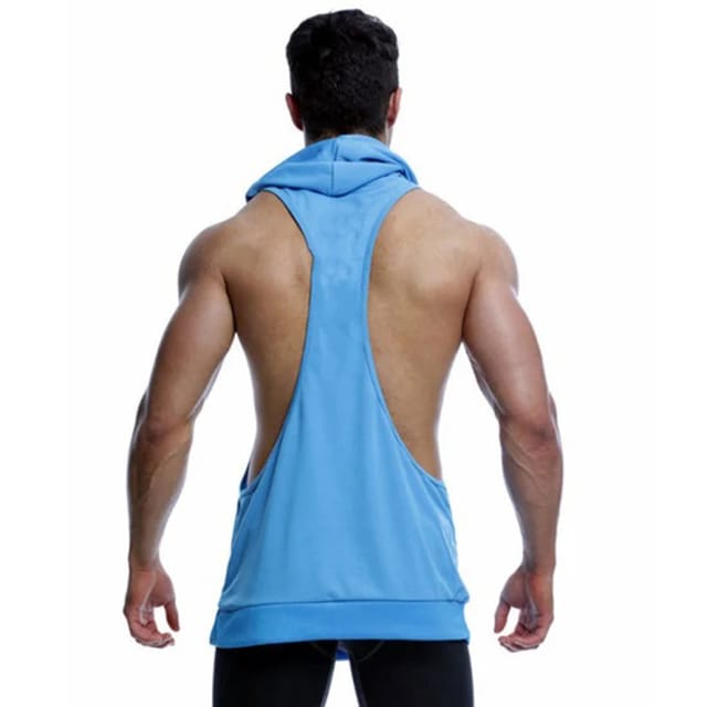 Buy HOT BUTTON Mens Gym Sleeveless Tank Tops Stringer Hoodie for