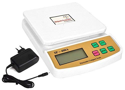 Baijnath Premnath Digital 10kg x 1g Kitchen Scale Balance Multi-Purpose Weight Measuring Machine with Adapter Weighing Scale & for Laboratories, Research Purpose