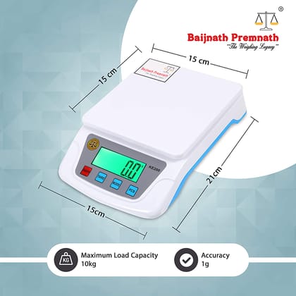 Baijnath Premnath Digital 10kg x 1g small size Premium Scale Balance Multi-purpose weight measuring machine with Adapter Weighing Scale for laboratories research purpose