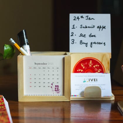 IVEI Warli Multi-Utility Calendar Desk Organizer