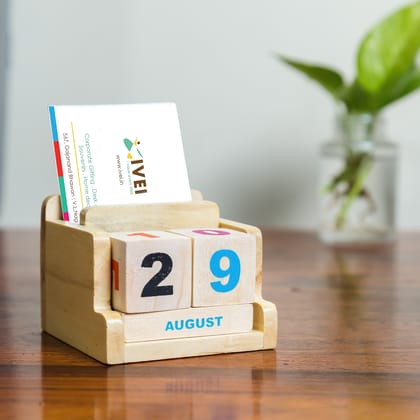 IVEI Minimal Desk Calendar Pen Holder - Perpetual Wooden Calendars