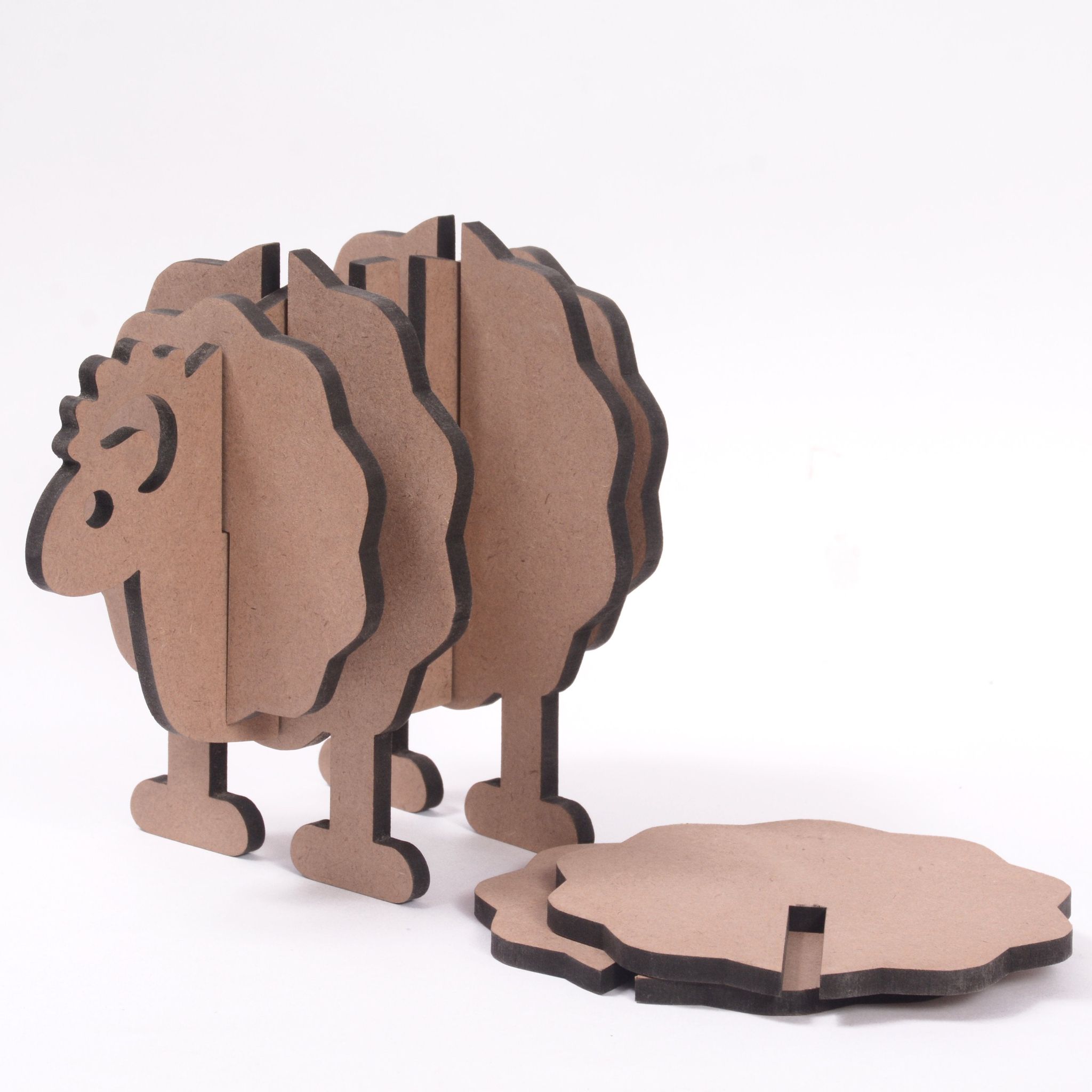 IVEI DIY MDF Sheep Holder with  coasters  - Set of 6