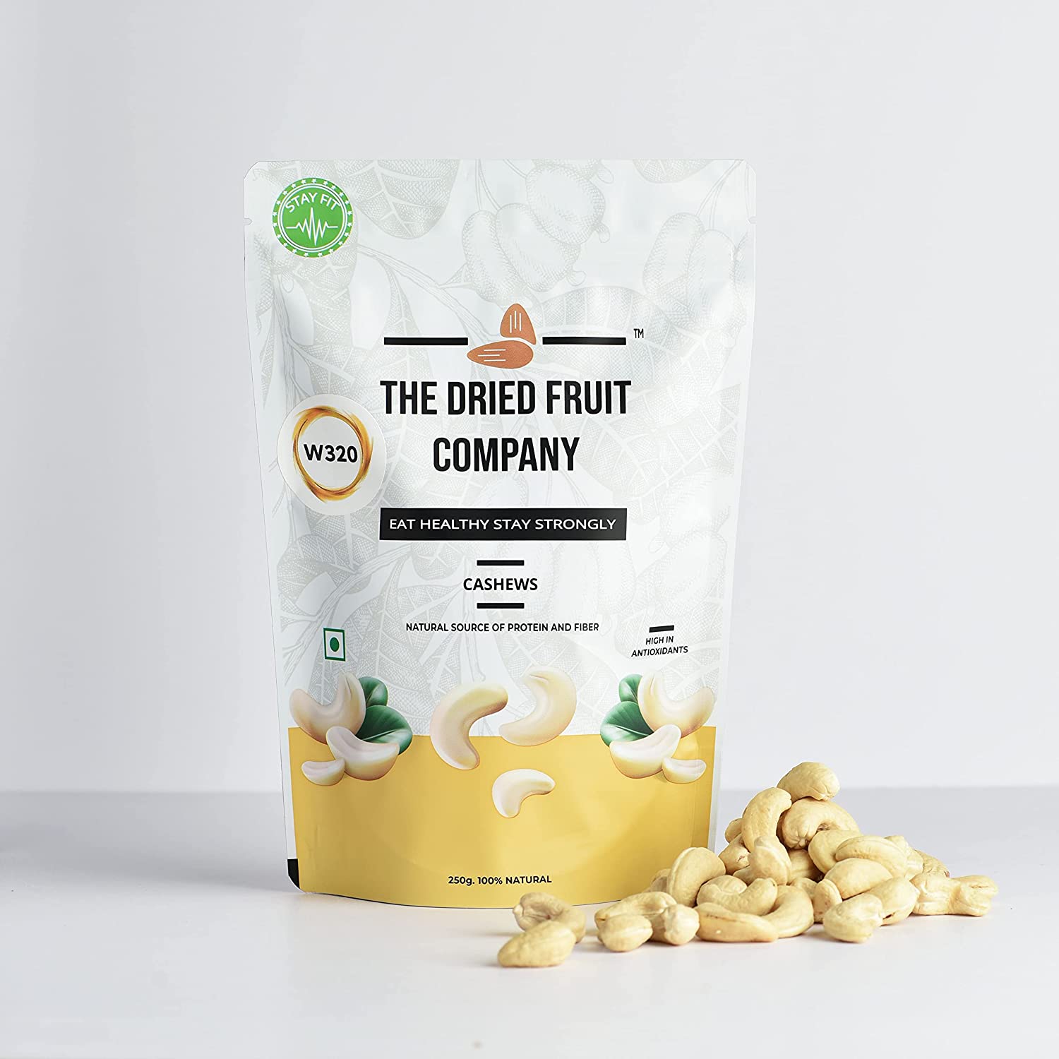 THE DRIED FRUIT COMPANY Cashews Natural Cashew Kaju Kaaju Cashew Nut Unsalted Cashew Whole Cashews In Fresh Dry fruits Nutritious Delicious 250g Pack of 1