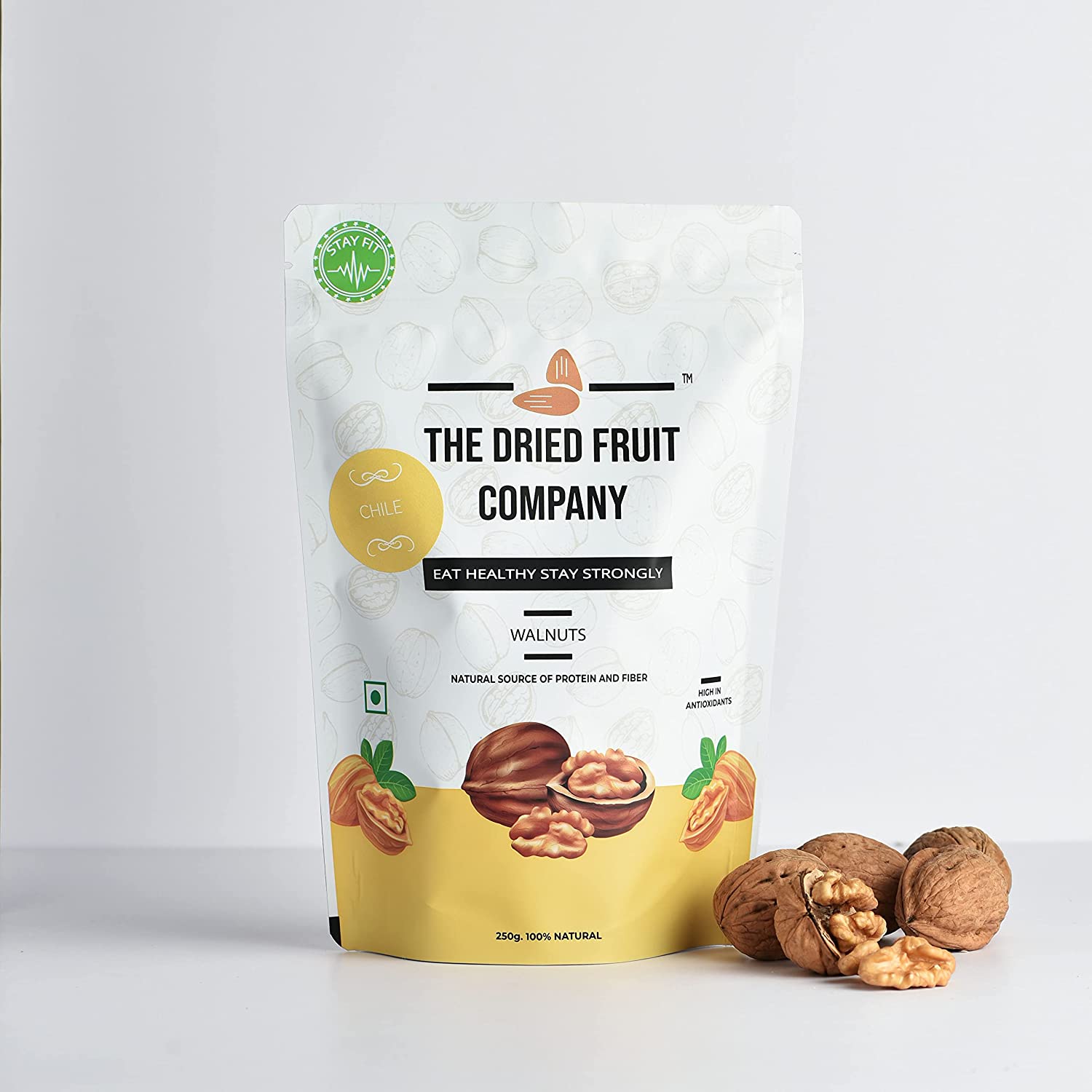 The Dried Fruit Company Walnuts Akhrot Premium 100% Natural Californian Inshell Walnut Kernels Value Pack 250g Healthy High in Antioxidants Naturally Tasty Increases Immunity