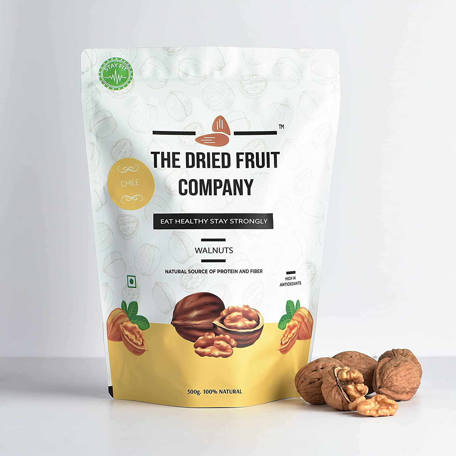 The Dried Fruit Company Walnuts Akhrot Premium 100% Natural Californian Inshell Walnut Kernels Value Pack 500g Healthy High in Antioxidants Naturally Tasty Increases Immunity