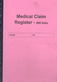 Medical Claim Register-200 folio in English for Central Government Office
