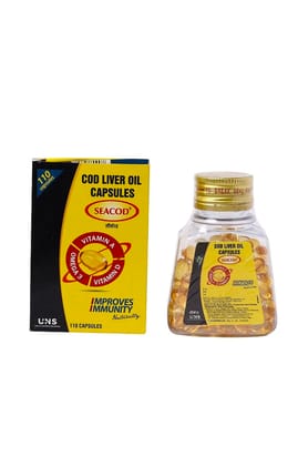 Seacod Cod Liver Oil Capsule 300mg with Omega 3, Vitamin A and D, for Kids and Adults 110S