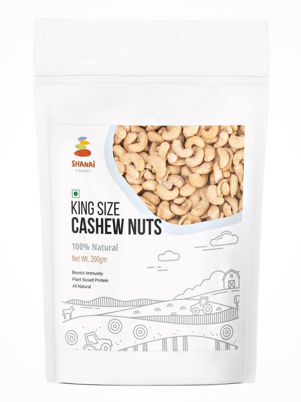 Shanai Foods King Size Whole Cashews 200g W240 | Premium Kaju Nuts | Nutritious Plant Based Protein