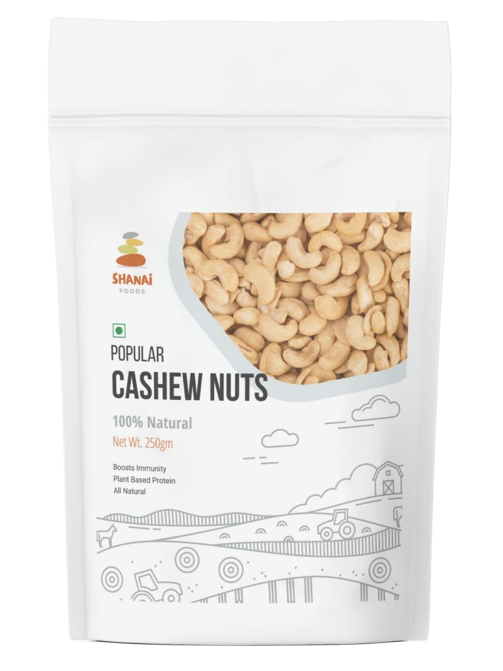 Shanai Foods Popular Whole Cashews 250g | Popular Kaju Nuts | Nutritious Plant Based Protein