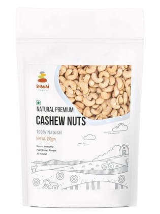 Shanai Foods Natural Premium Whole Cashews 250g W320| Premium Kaju Nuts | Nutritious Plant Based Protein