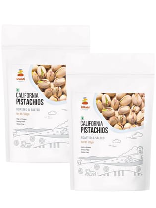 Shanai Foods Roasted & Salted California Pistachios (500g x 2) Pack of 2 | Pista Dry Fruit