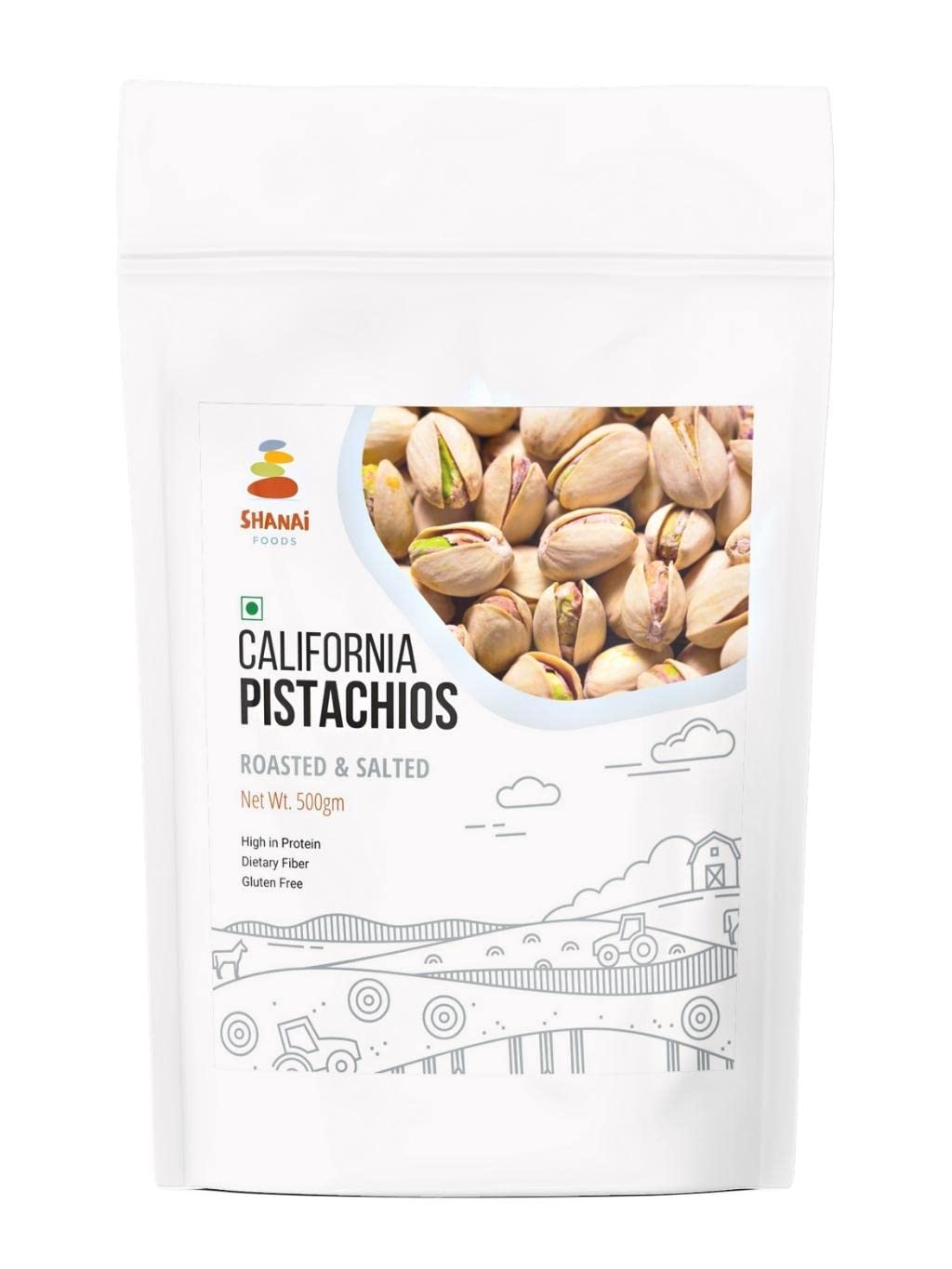 Shanai Foods Roasted & Salted California Pistachios 500g | Pista Dry Fruit